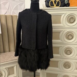 Coat with real black fox fur small